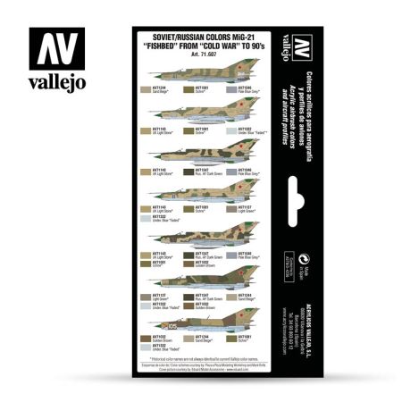 VALLEJO 71607 Zestaw Air War 8 farb - Soviet / Russian colors Mig-21 Fishbed from 50's to 90's