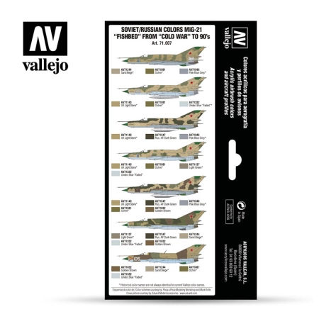 VALLEJO 71607 Zestaw Air War 8 farb - Soviet / Russian colors Mig-21 Fishbed from 50's to 90's
