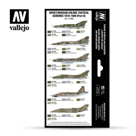 VALLEJO 71608 Zestaw Air War 8 farb - Soviet / Russian colors Tactical Schemes 1978-1989 (Part II)
