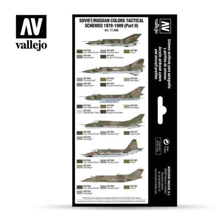 VALLEJO 71608 Zestaw Air War 8 farb - Soviet / Russian colors Tactical Schemes 1978-1989 (Part II)
