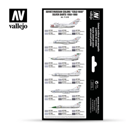 VALLEJO 71610 Zestaw Air War 8 farb - Soviet / Russian colors Cold War Silver Darts 1950-1980