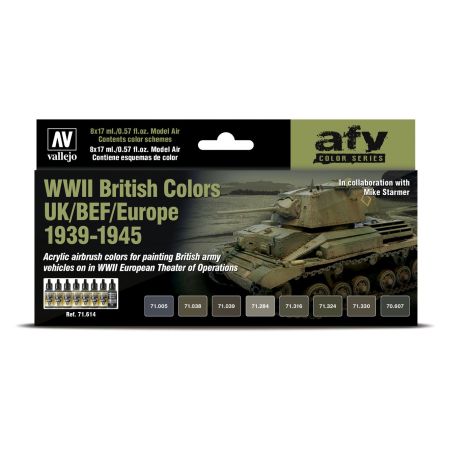 VALLEJO 71614 Zestaw Model Air 8 farb - WWII British Colors UK/BEF/Europe 1939-1945