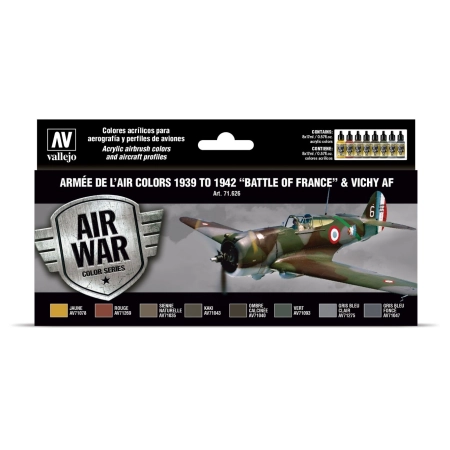 VALLEJO 71626 Zestaw Air War 8 farb - Armée De L'air Colors 1939-1942 Battle of France & Vichy AF