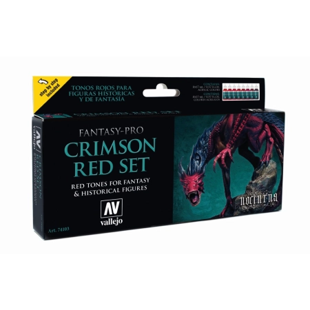 VALLEJO 74103 Pro Nocturna Zestaw 8 farb - Crimson Red Set