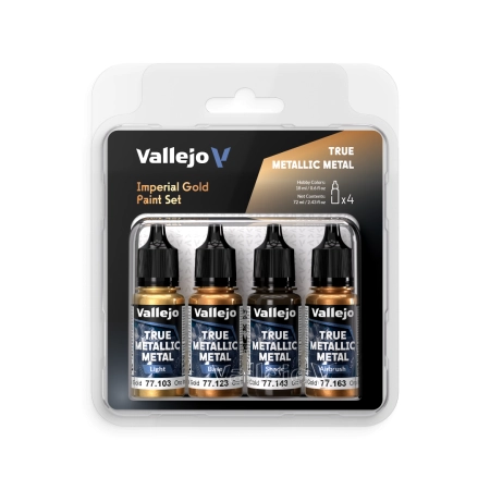 VALLEJO 77252 True Metallic Metal - Zestaw 4 farb - Imperial Gold