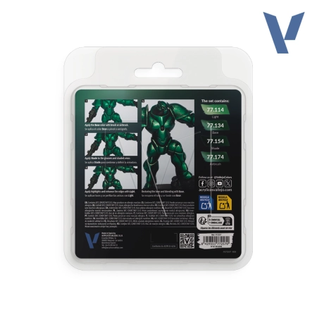 VALLEJO 77257 True Metallic Metal - Zestaw 4 farb - Dusken Green
