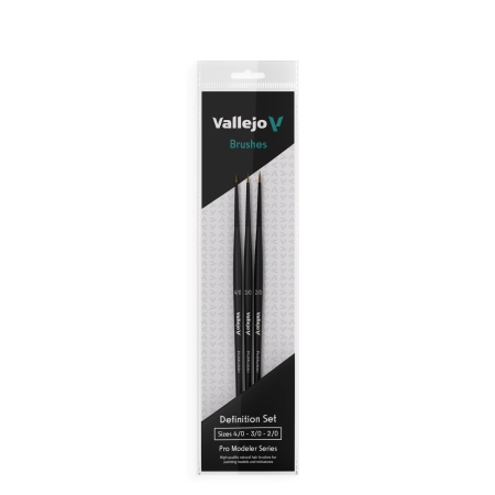 VALLEJO B01990 - Zest. pędzli - Pro Modeler - Definition Set - Natural Hair (4/0, 3/0, 2/0)