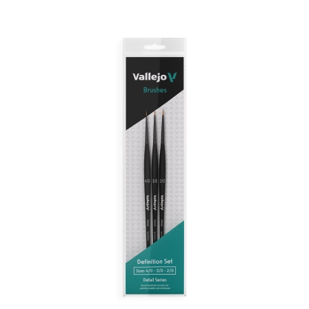 VALLEJO B02990 - Zest. pędzli - Detail - Definition Set - Synthetic fibers (4/0, 3/0, 2/0)