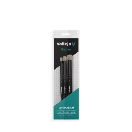VALLEJO B07990 - Zest. pędzli - Dry - Dry Set - Natural Hair (S, M, L)