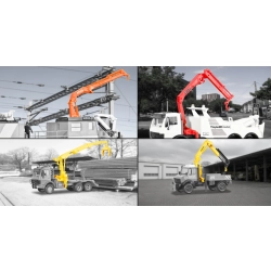 KIBRI 15705 H0 Dźwigi HDS - 4 szt. Meiler, Palfinger, Atlas Epsilon