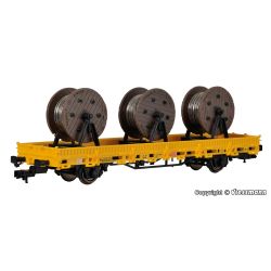 KIBRI 26269 H0 Model w gablotce - Wagon platforma z trzema szpulami kabli GleisBau