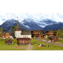 KIBRI 38010 H0 Budynki ze szwajcarskiej wioski Sertig-Dörfli