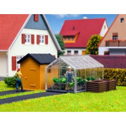 KIBRI 38144 H0 Przydomowa szklarnia i akcesoria ogrodznicze