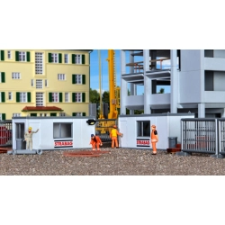 KIBRI 38626 H0 Kontenery biurowe STRABAG z oświetleniem LED i ogrodzenie