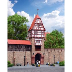 KIBRI 38914 H0 Mury obronne z wieżą z drewnianymi elementami