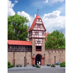 KIBRI 38914 H0 Mury obronne z wieżą z drewnianymi elementami