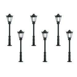 VIESSMANN 60706 H0 Latarnia parkowa, Led białe ciepłe, 6 szt. wys. 56 mm