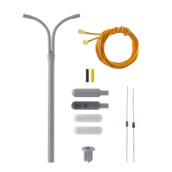 VIESSMANN 6723 H0 KIT Latarnia uliczna dwuramienna LED biały, 100 mm