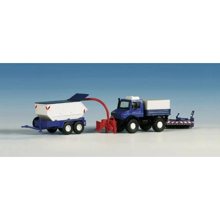 KIBRI 14984 H0 Unimog z rozdrabniarką do gałęzi i przyczepą