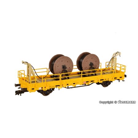 KIBRI 26266 H0 Model w gablotce - Wagon platforma z osprzętem do sieci trakcyjnej GleisBau