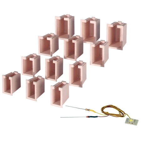 VIESSMANN 6005 H0 Starter Set - oświetlenie mieszkań, 12 light-boxes w 4 rozmiarach, 1 LED, światło białe