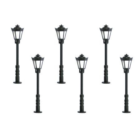 VIESSMANN 60706 H0 Latarnia parkowa, Led białe ciepłe, 6 szt. wys. 56 mm