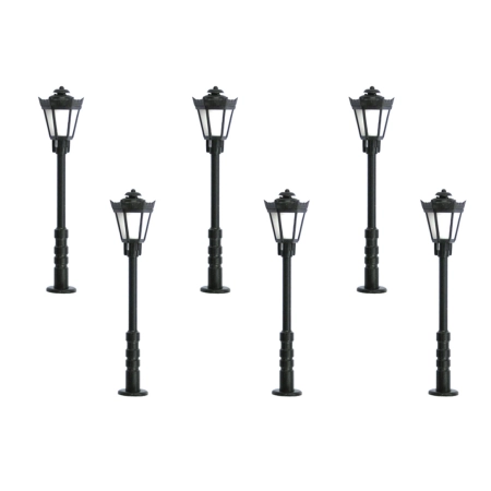 VIESSMANN 60706 H0 Latarnia parkowa, Led białe ciepłe, 6 szt. wys. 56 mm