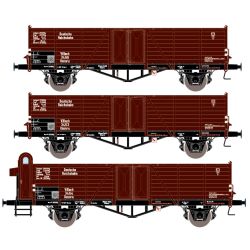 EXACT-TRAIN EX20150 Zestaw 3 wagonów towarowych odkrytych Villach Ommru, DRG, Ep. II