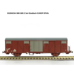 EXACT-TRAIN EX20423 Zestaw 2 wagonów towarowych Gbs 0185 150 0824-3 (EX20423A), Gbs 0185 150 1547-9 (EX20423B), SBB, Ep. IV