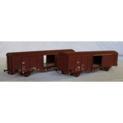 EXACT-TRAIN EX20493 Zestaw 2 wagonów towarowych Gbs 258 EUROP ex[1500], Gbs264 EUROP ex[1554] Güterwagen, 11 Sicken (zu öffnenden Türen), DB, Ep. V