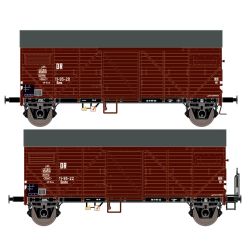 EXACT-TRAIN EX23642 Zestaw 2 wagonów towarowych Bremen Braun mit Endfelddiagonale und DR Bremen Guterwagen Braun Endfeldiagonale mit Bremserbuhne, DR,