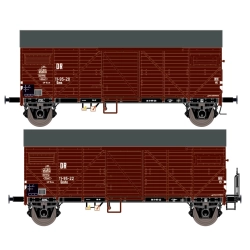 EXACT-TRAIN EX23642 Zestaw 2 wagonów towarowych Bremen Braun mit Endfelddiagonale und DR Bremen Guterwagen Braun Endfeldiagonale mit Bremserbuhne, DR,