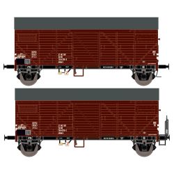 EXACT-TRAIN EX23643 2-er Set DR Bremen Guterwagen Braun mit Endfelddiagonale und DR Bremen Guterwagen Braun Endfeldiagonale mit Bremserbuhne, DR, Ep.