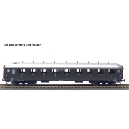 EXACT-TRAIN EX10040 Wagon pasażerski AB7534 oliv grün, silbernes Dach mit Beleuchtung und Figuren, NS, Ep. II
