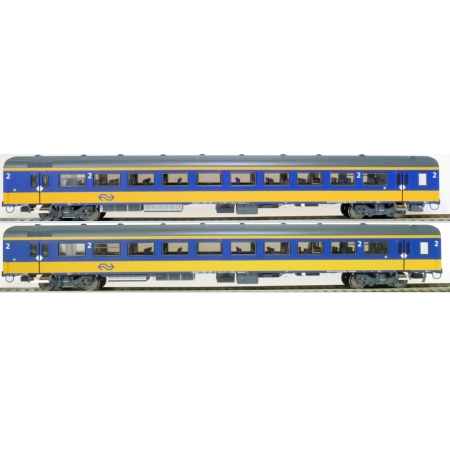 EXACT-TRAIN EX11001 2er-Set ICRm Den Haag -Eindhoven für den Inlandseinsatz Reisezugwagen Bpmz10 und Gepäckwagen Bpmdz9 ( Neue Farbe Gelb / Blau), NS,