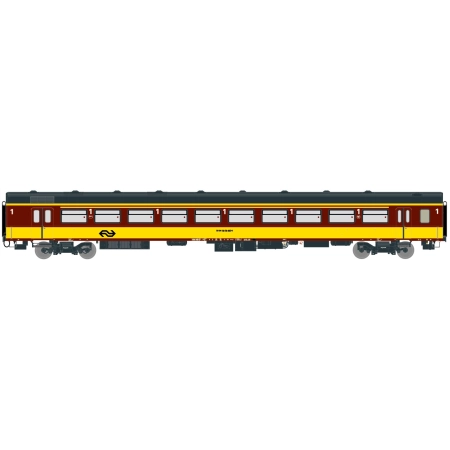 EXACT-TRAIN EX11168 ICR (Originalversion) für den Beneluxzug nach Belgien Reisezugwagen A ( Farbe Gelb / Rot) mit Beleuchtung und Figuren, NS, Ep. IV