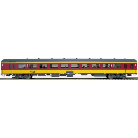 EXACT-TRAIN EX11172 ICR (Originalversion) für den Beneluxzug nach Belgien Reisezugwagen B ( Farbe Gelb / Rot) mit Beleuchtung und Figuren, NS, Ep. IV