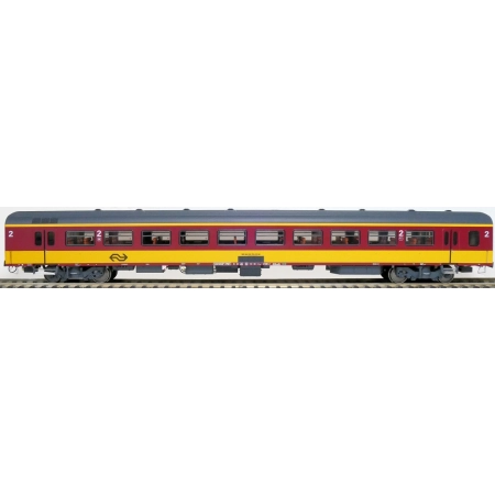 EXACT-TRAIN EX11173 ICR (Originalversion) für den Beneluxzug nach Belgien Reisezugwagen B ( Farbe Gelb / Rot) mit Beleuchtung und Figuren, NS, Ep. IV