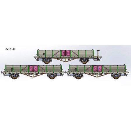 EXACT-TRAIN EX20161 Zestaw 3 wagonów towarowych odkrytych Linz Ommr, DRG, Ep. II
