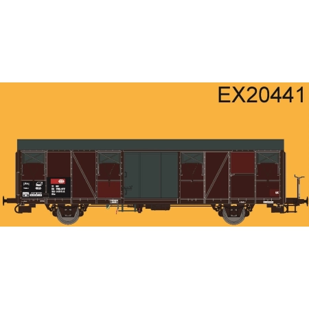EXACT-TRAIN EX20441 Gbs Güterwagen mit Farbflächen, kleinem SBB- Emblem, glattem Dach und Türen, SBB, Ep. VI