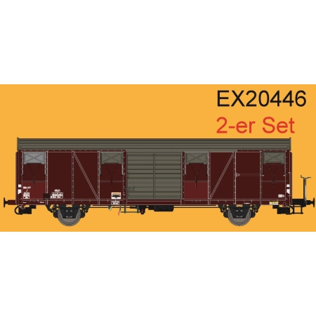EXACT-TRAIN EX20446 J4 Güterwagen mit Farbflächen, geripptem Dach und Türen mit Sicken(EX20446A), J4 Güterwagen mit glattem Dach und Türen mit Sicken(