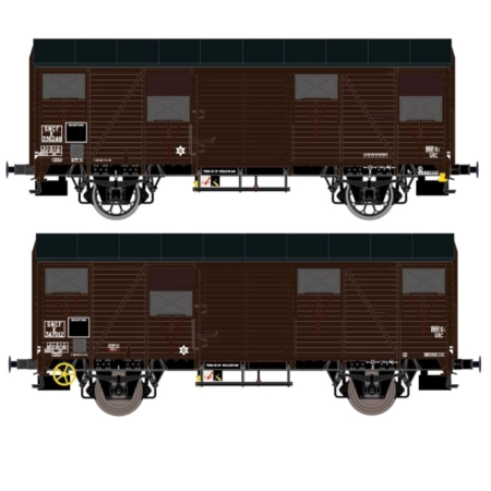 EXACT-TRAIN EX20921 2er-Set SNCF Gs Type K 347042 mit UIC SKF Lager und Diskus Räder und Gs Type K 336248 OCEM Lager und Leonard Speichenrädern Braun,