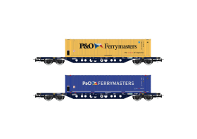 RIVAROSSI HR6614 H0 Zestaw 2 wagonów platform Sgnss z kontenerami 45 P&O Ferrymasters, FS, Ep. VI