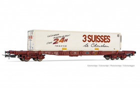 Jouef HJ6213 Wagon platforma Sgss z kontenerem 3 Suisses, SNCF, Ep. V