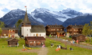Kibri 38010 H0 Budynki ze szwajcarskiej wioski Sertig-Dörfli