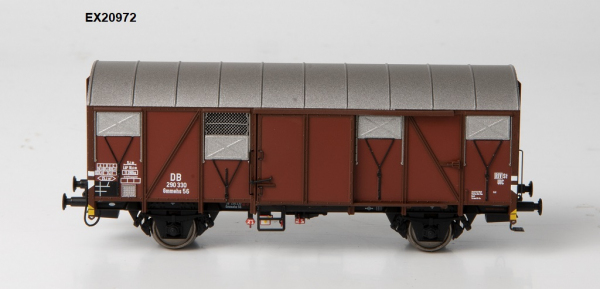 Exaxct-Train EX20972 Wagon towarowy Gmmehs 56 (uv) z klapami alu., Nr. 290330,DB,  Ep. III