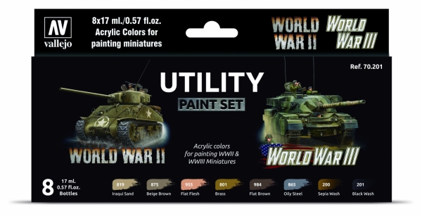 VALLEJO 70201 Zestaw World War II & III 8 farb - Utility Paint Set