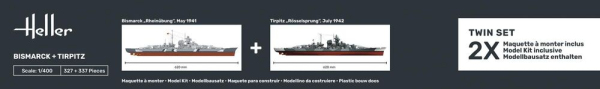 HELLER 55078 Starter Set - Bismarck + Tirpitz Twinset - 1:400