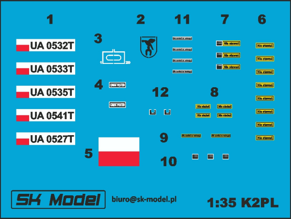 ACAD-KALK2 Polska kalkomania do czołgu K2PL - 1:35