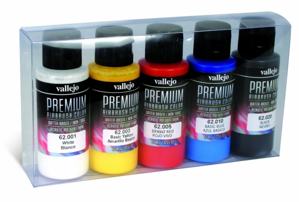 VALLEJO 62101 Premium Color Zestaw 5 farb - Basic Opaque Color 60 ml.
